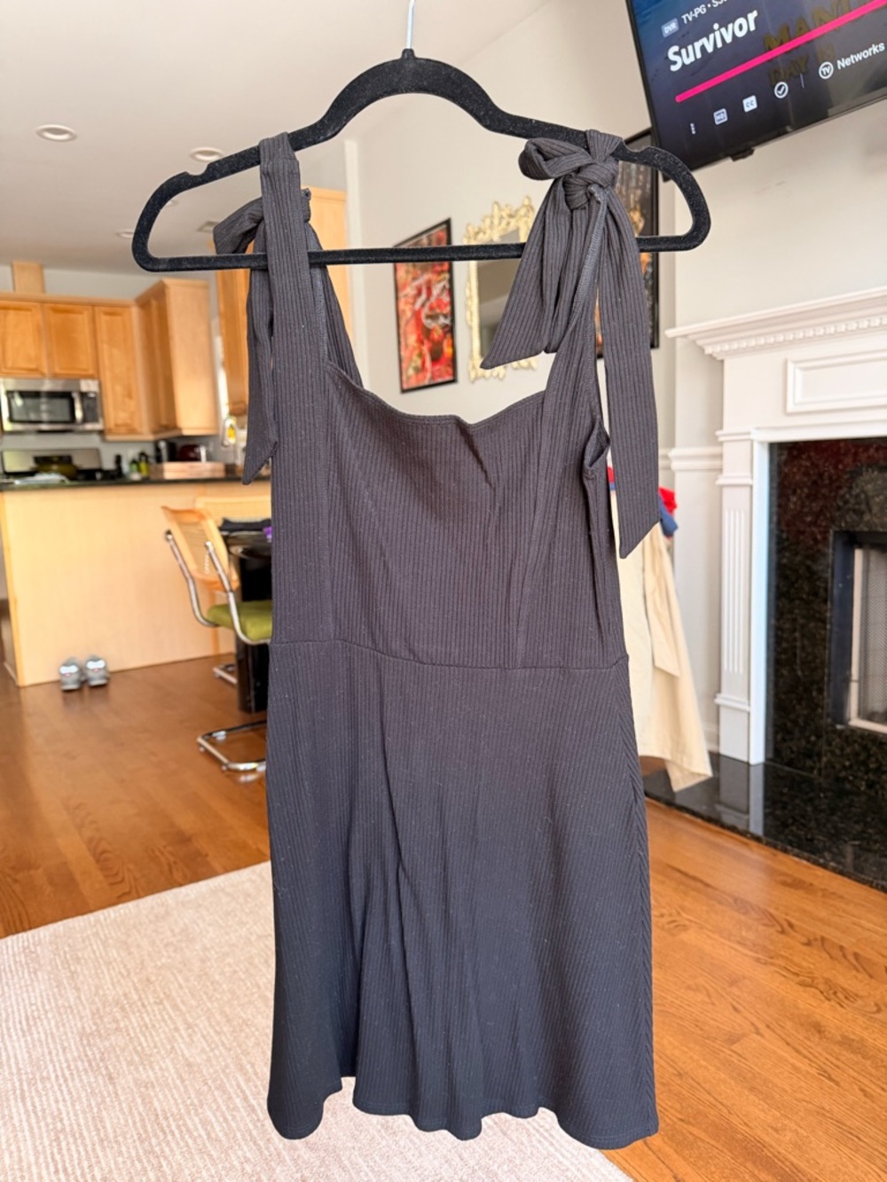 Reformation Black Ribbed Mini Dress